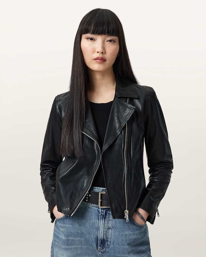 Vela Slim Fit Leather Biker Jacket