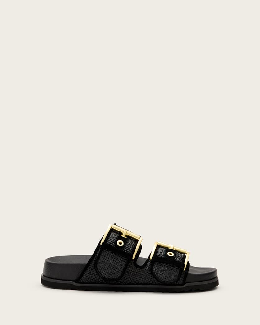 Sian Leather And Raffia Buckle Sandals