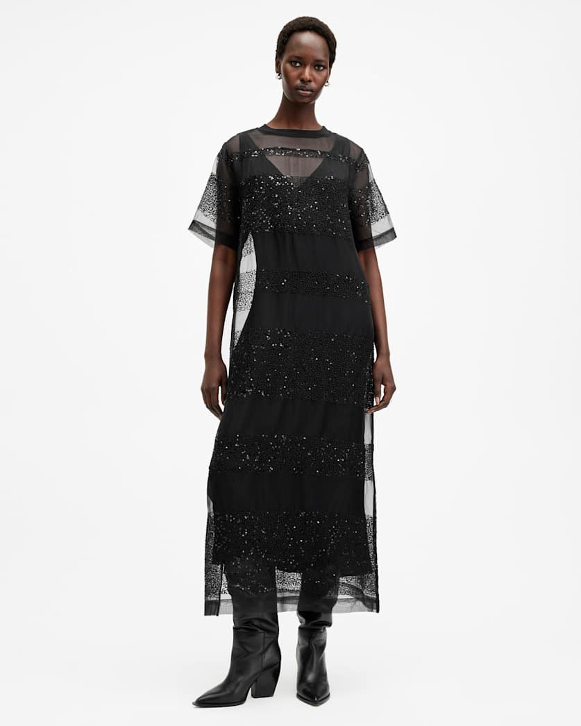 Izabela Embellished Mesh Maxi Dress