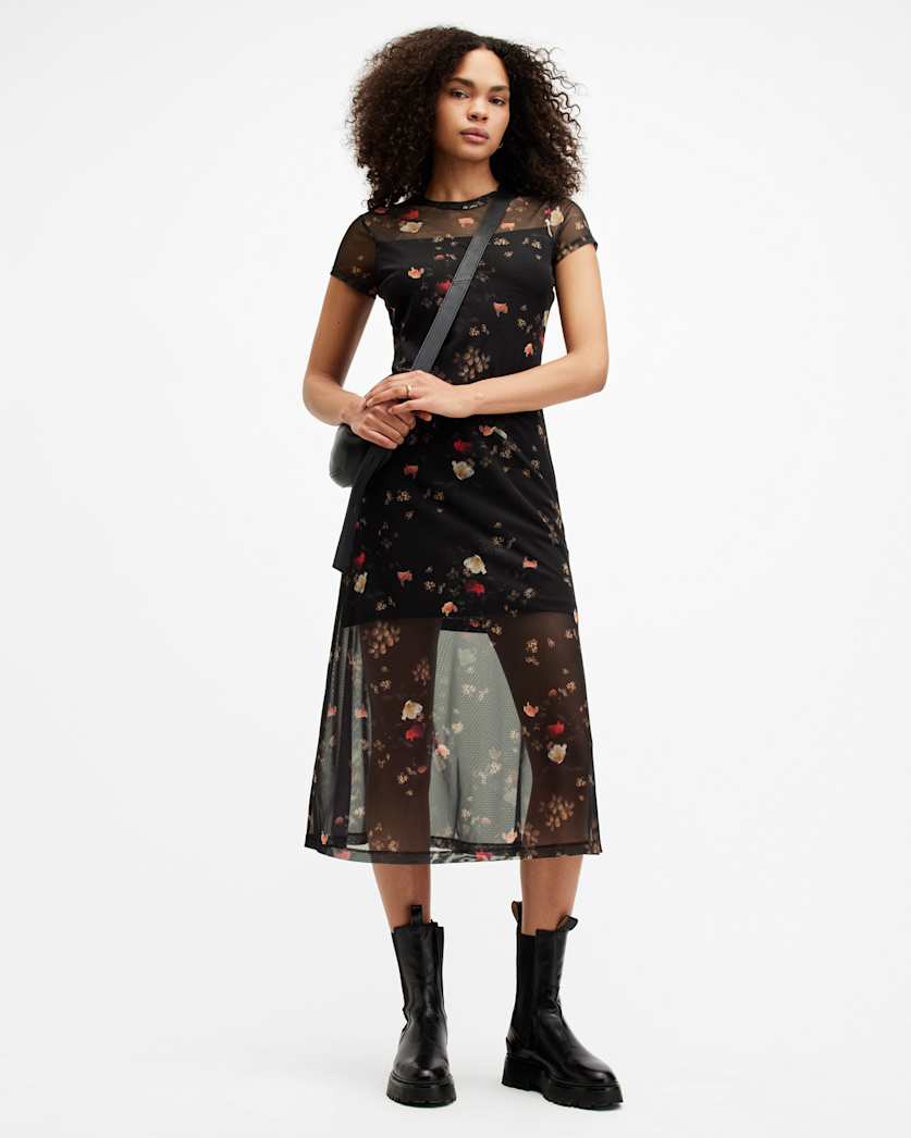 Hanna Short Sleeve Mesh Kora Midi Dress