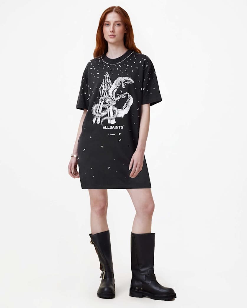 Asp Embellished Slouchy Mini T-Shirt Dress