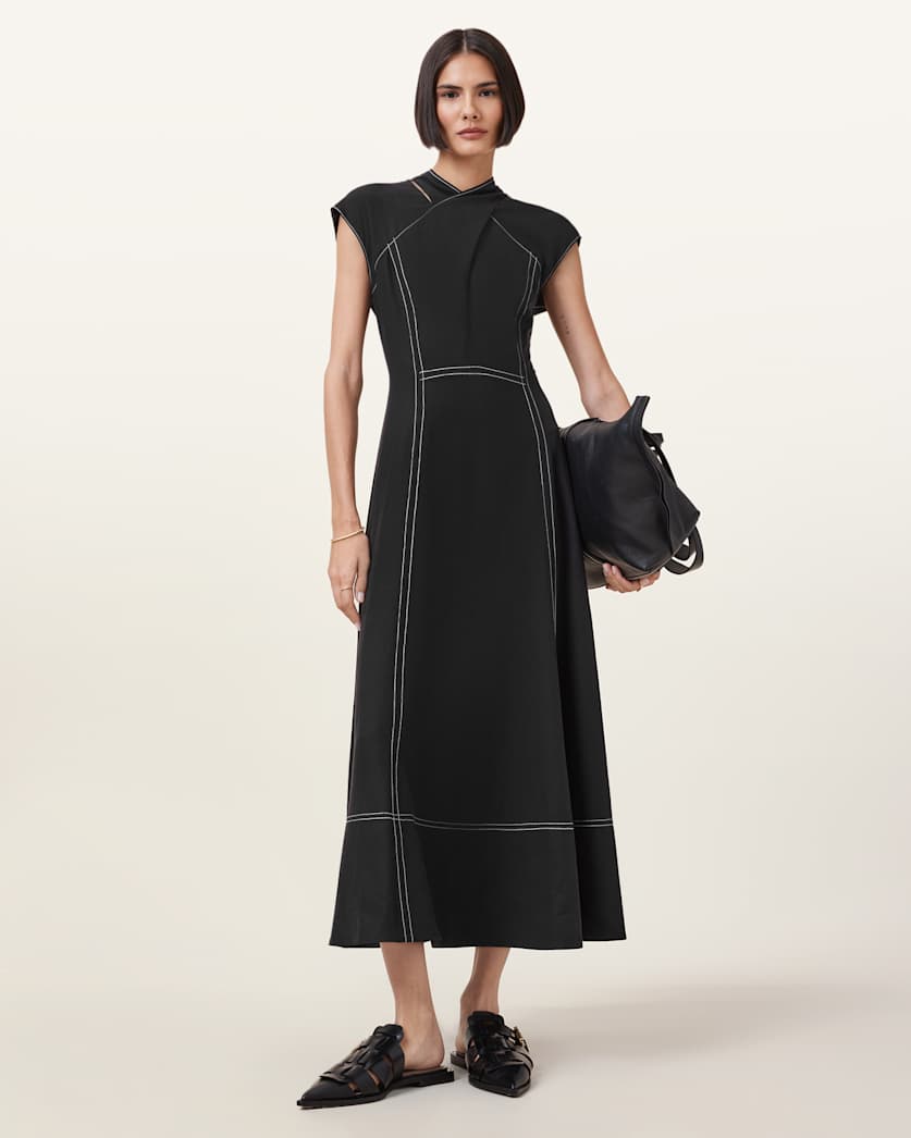 Amari High-Neck Midi Dress