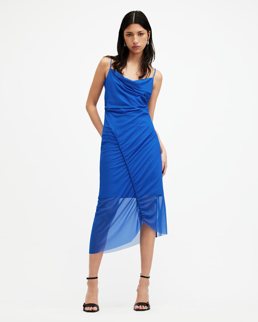 Ulla Mesh Draped Midi Dress