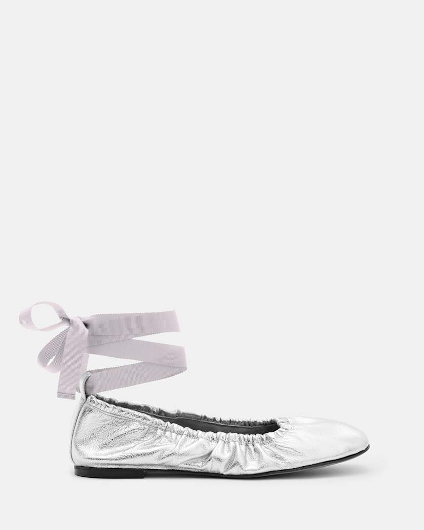Alia Metallic Leather Ribbon Ballet Pumps
