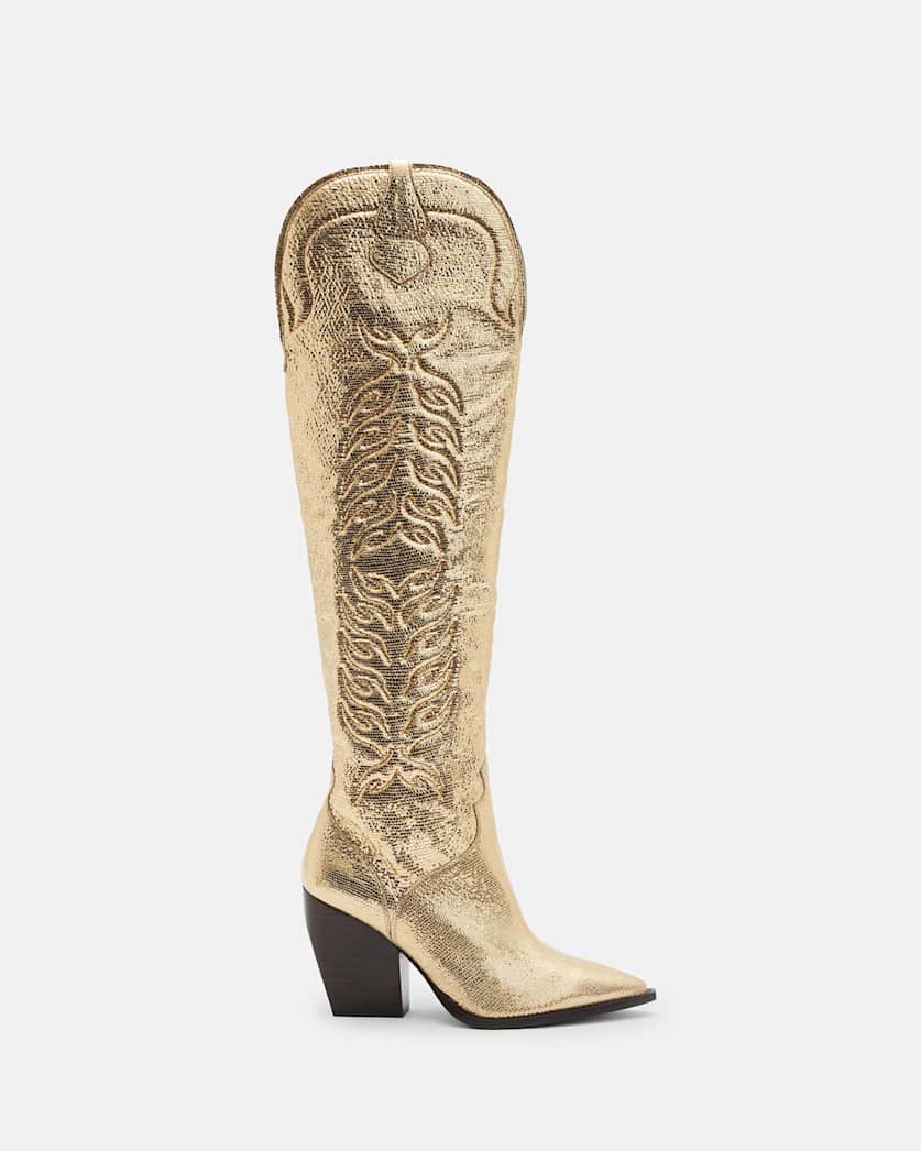 Roxanne Knee High Metallic Leather Boots