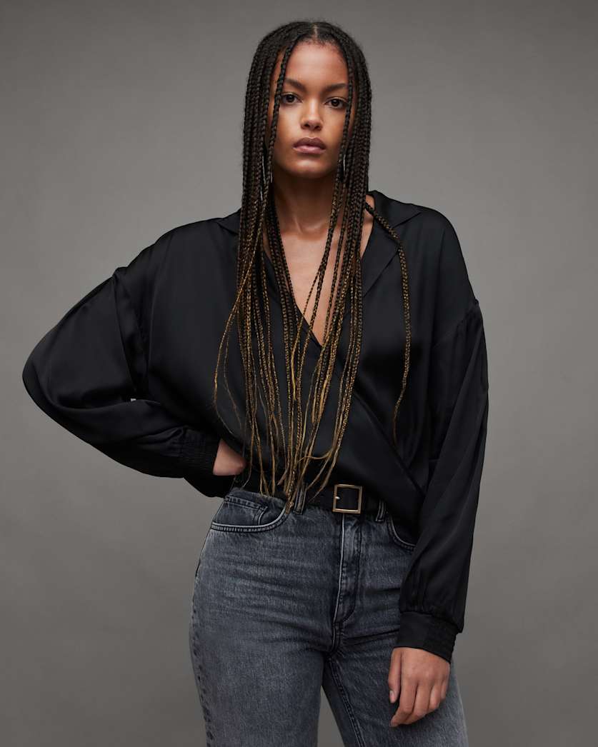 Penny Wrap Over Deep V-Neck Shirt