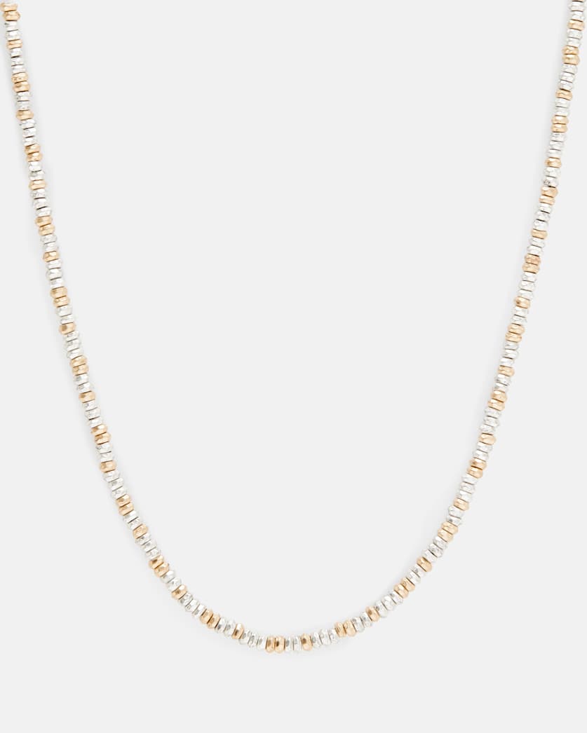 all saints Hadley Two Tone Beaded Necklace WRM BRAS/WRM SLVER