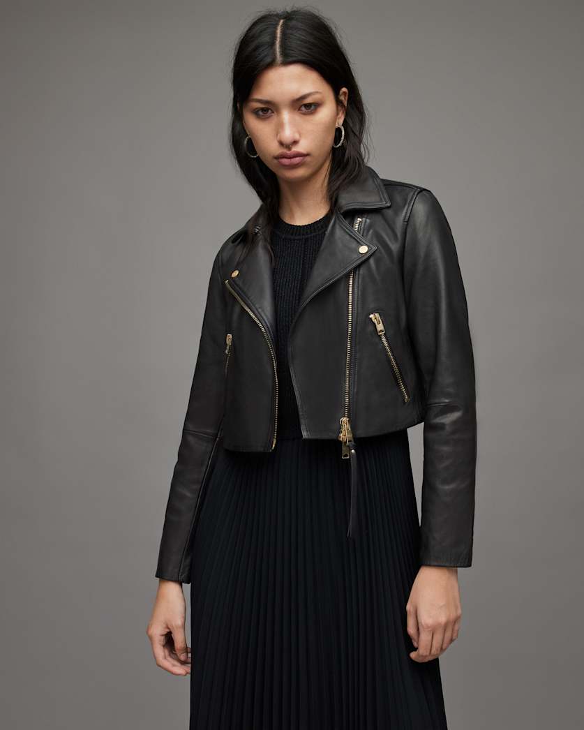 Dalby Cropped Leather Biker Jacket