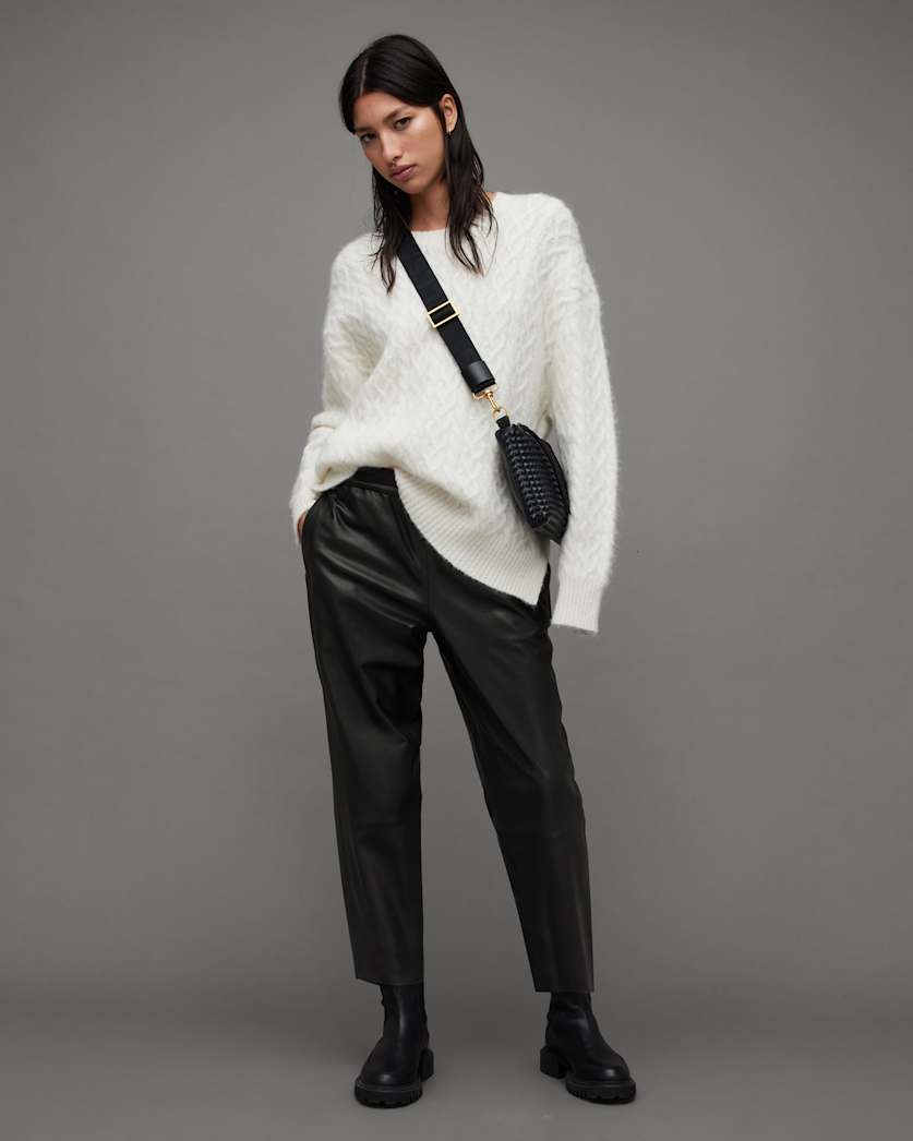 Jen Mid-Rise Leather Jogger Trousers