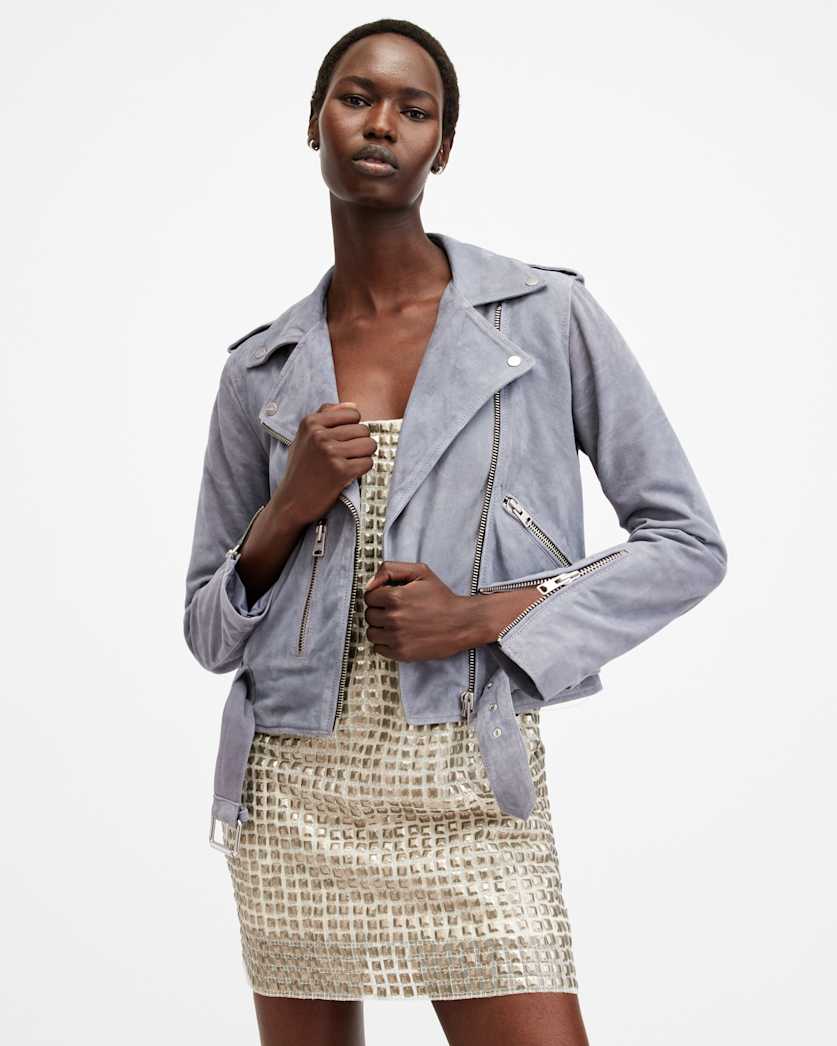 Balfern Belted Suede Biker Jacket