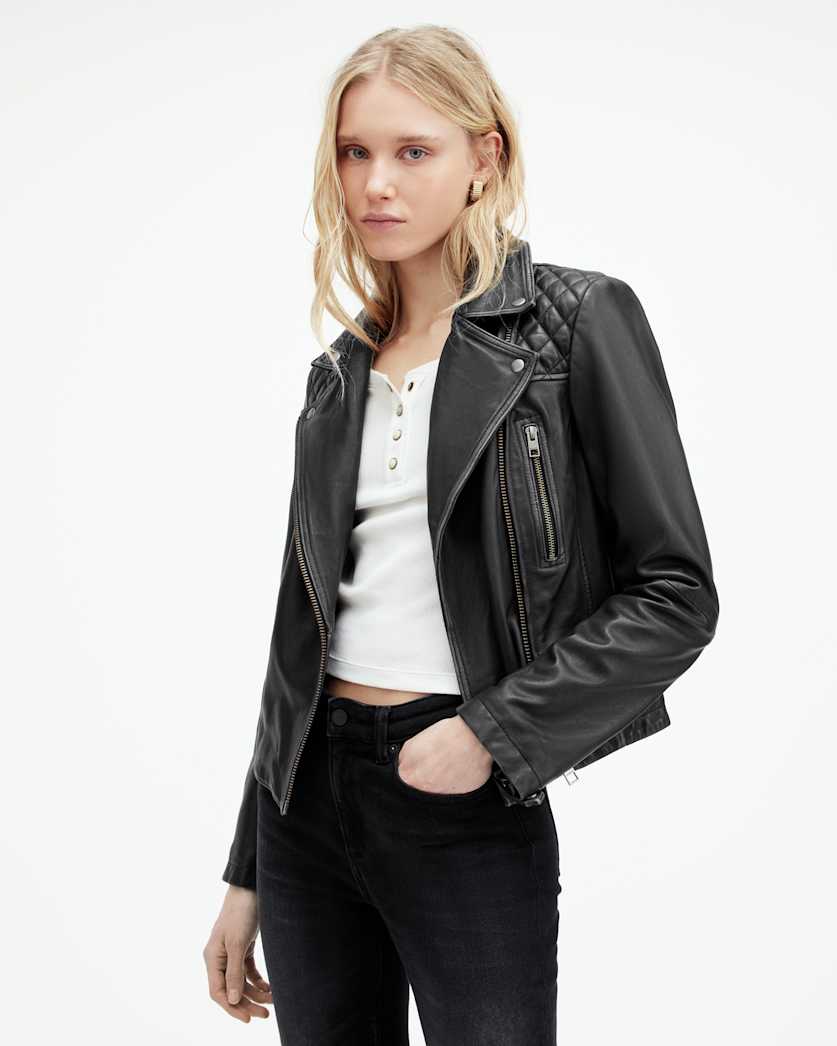 Cargo Distressed Leather Biker Jacket