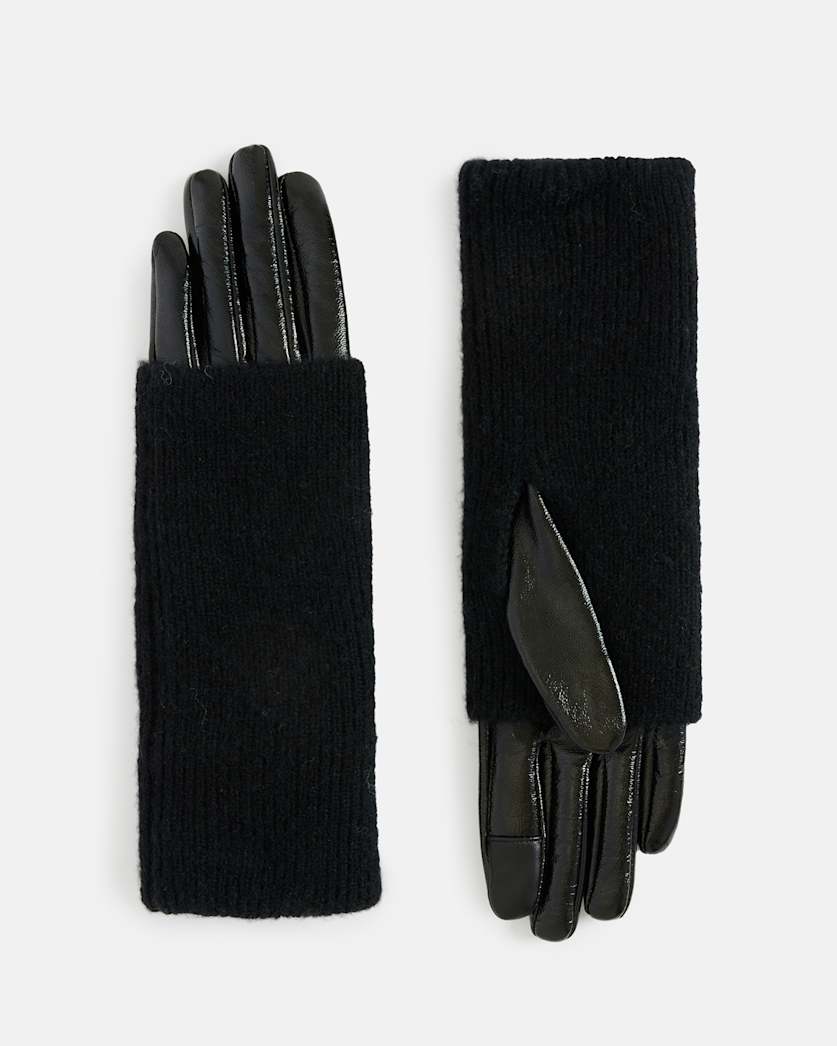 Jesse Leather Knitted Cuff Gloves