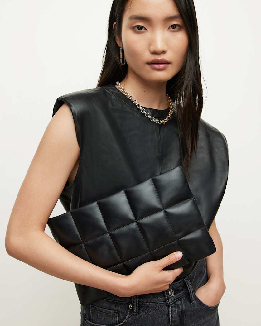 Bettina Leather Quilted Clutch Bag