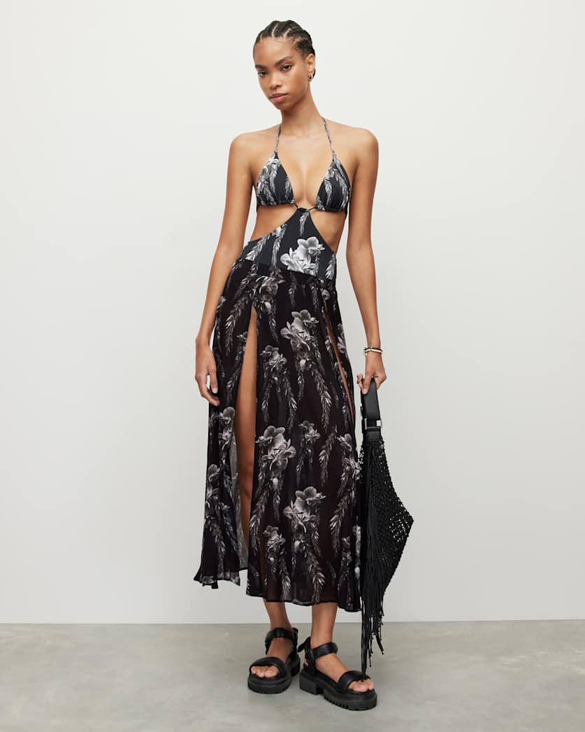 Cari Mia Sarong Front Split Floral Maxi Skirt