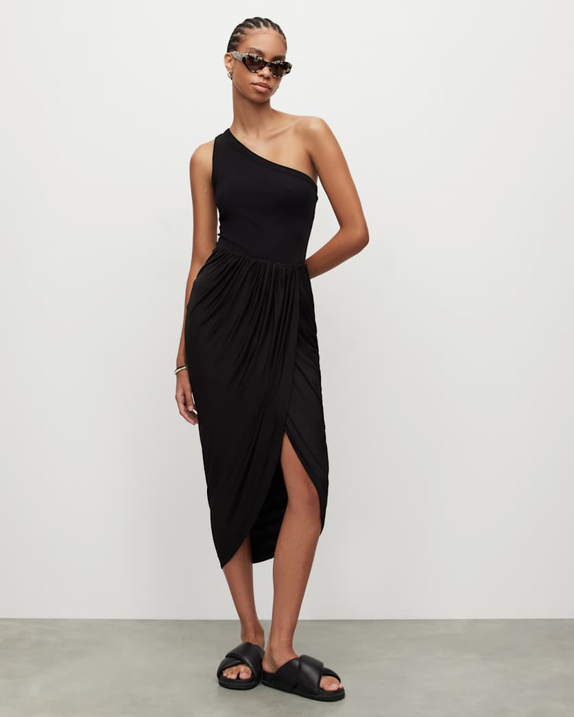 Aurelia Draped Asymmetric Hem Skirt