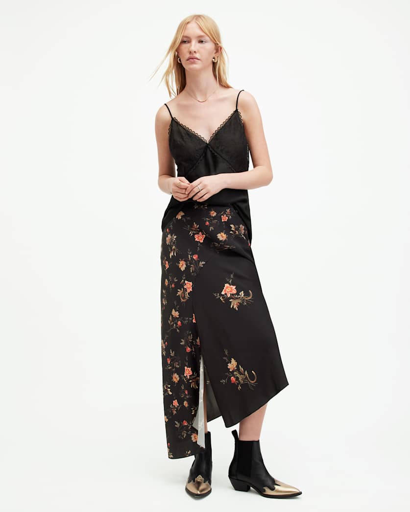 Luisa Tanana Floral Print Midi Skirt