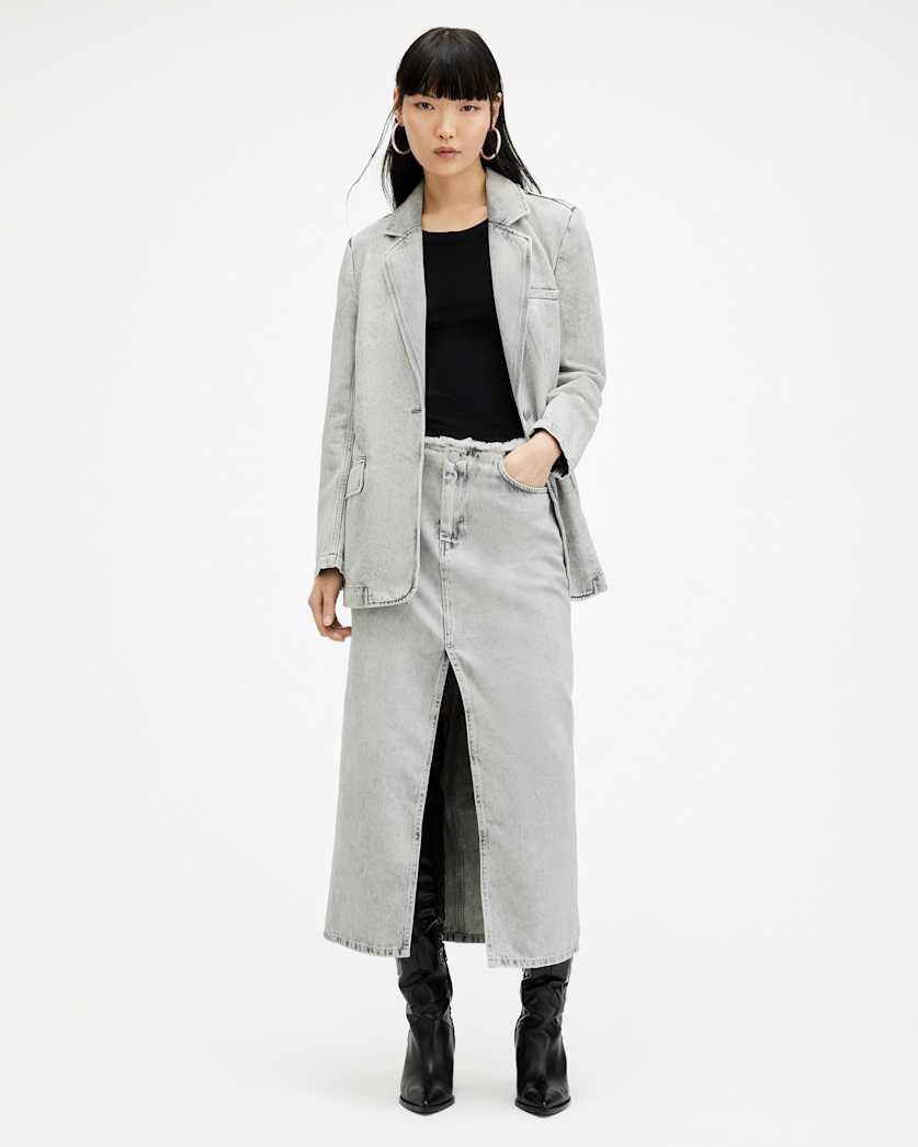 Honor Frayed Denim Maxi Skirt