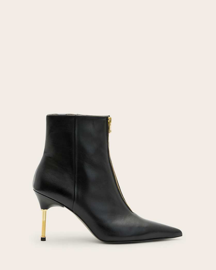 Natasha Pointed Zip Up Leather Boots