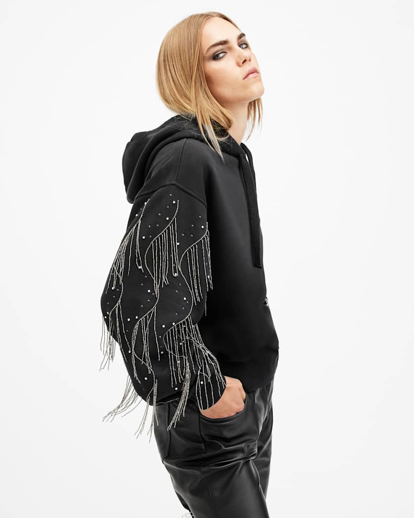 Lennon Tassel Embellished Sleeve Hoodie