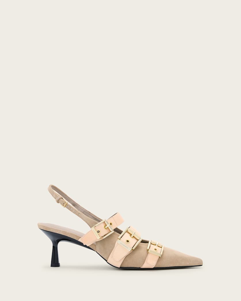 Vivian Leather Buckle Slingback Heels
