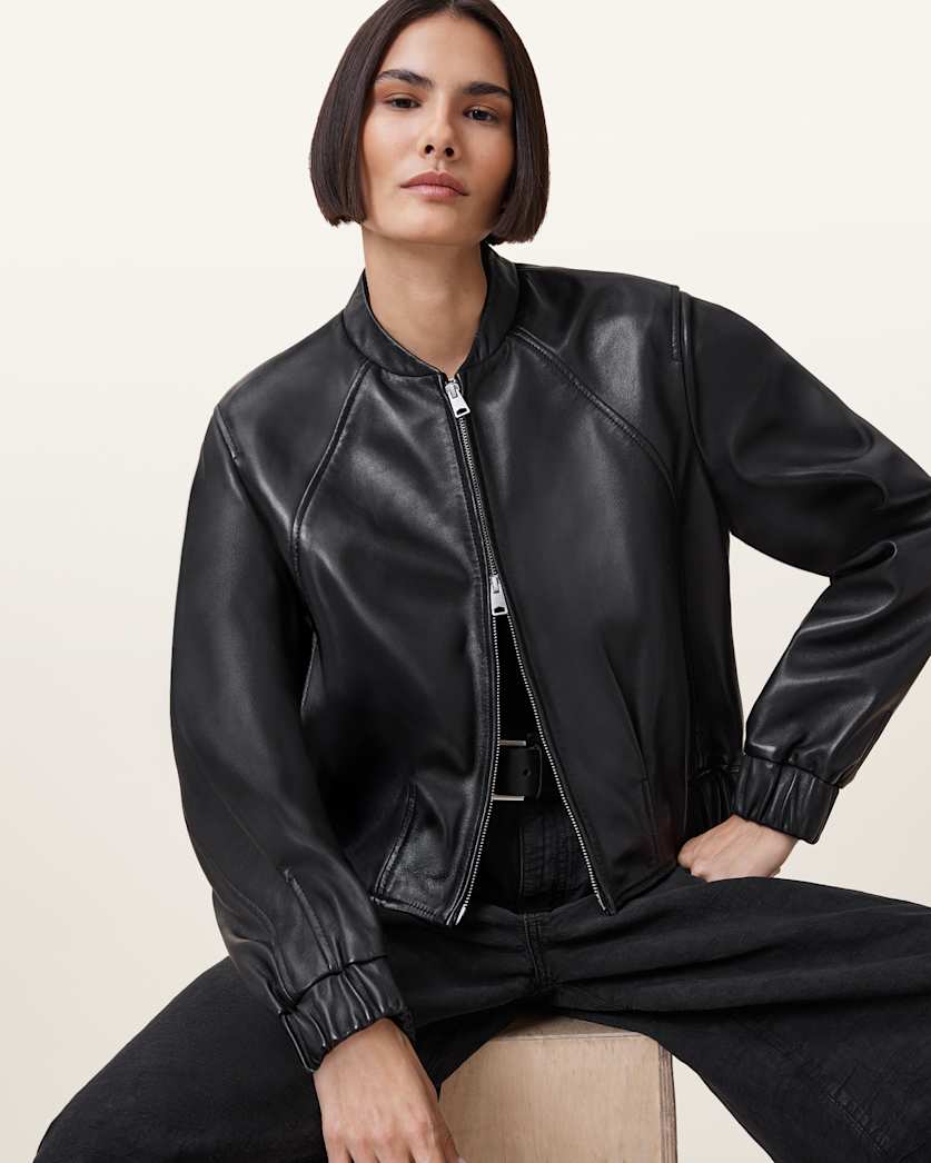 Martina Leather Bomber Jacket