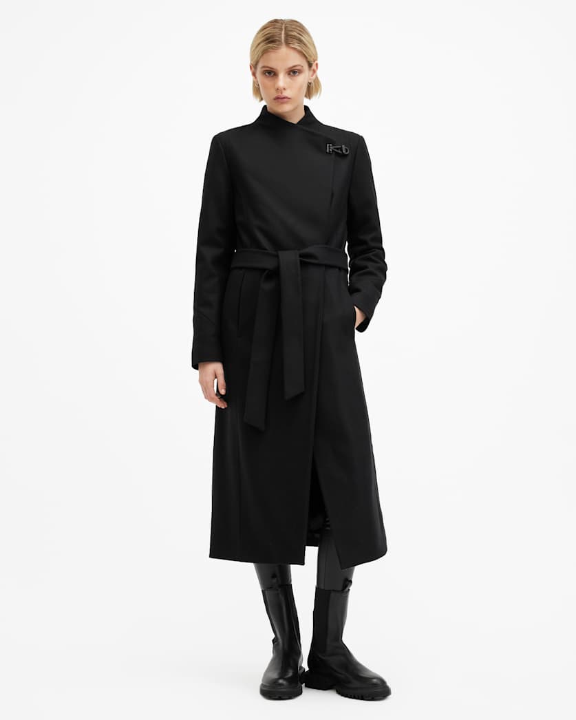 Riley Wrap Around Belted Long Line Coat