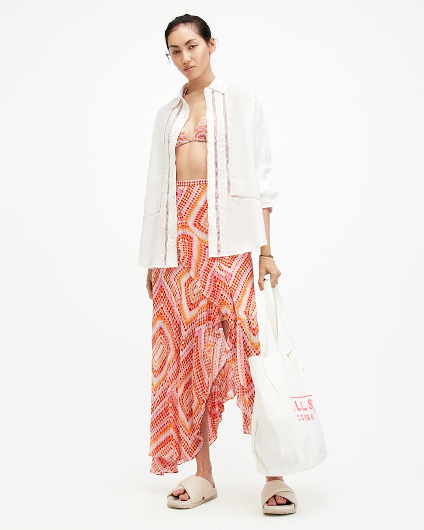 Sara Luisa Asymmetric Ruffle Midi Skirt