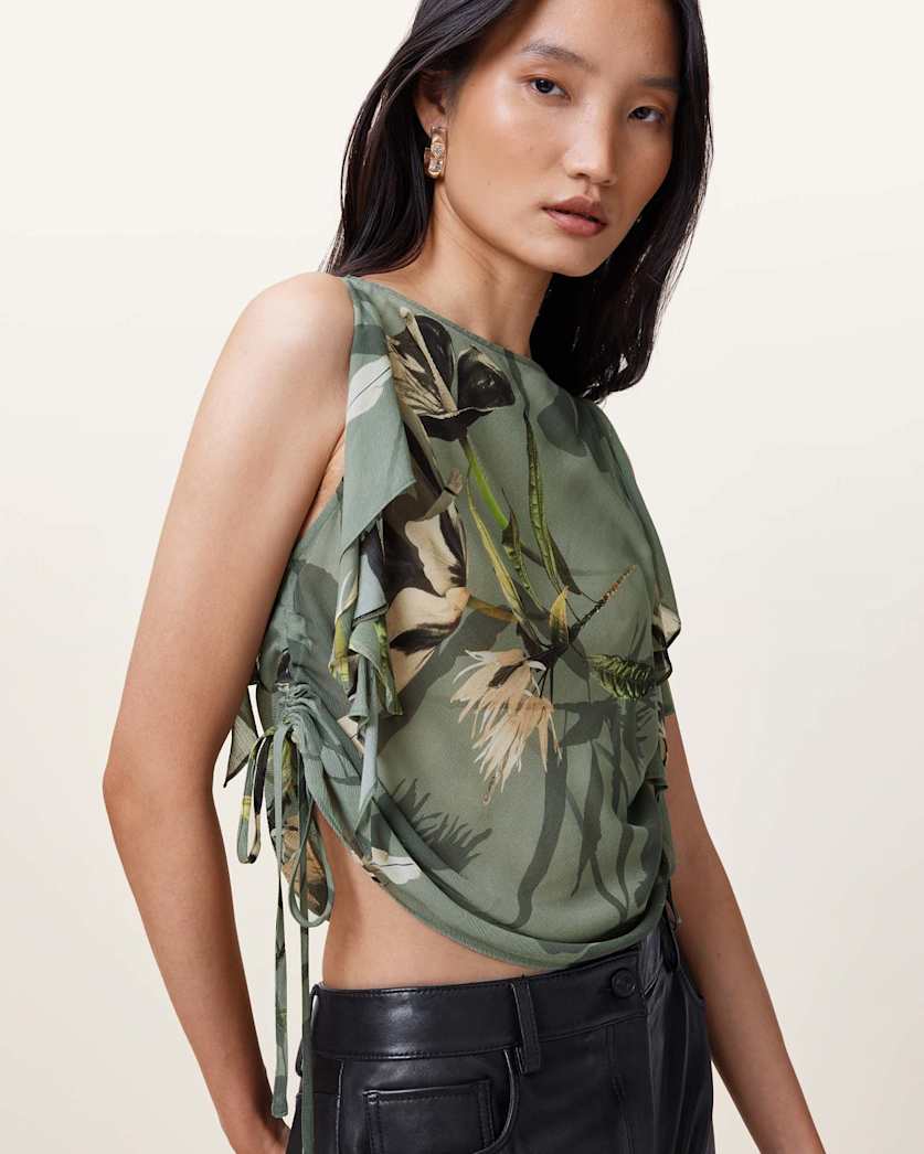 Bettie Floral Print Adjustable Drawcord Top