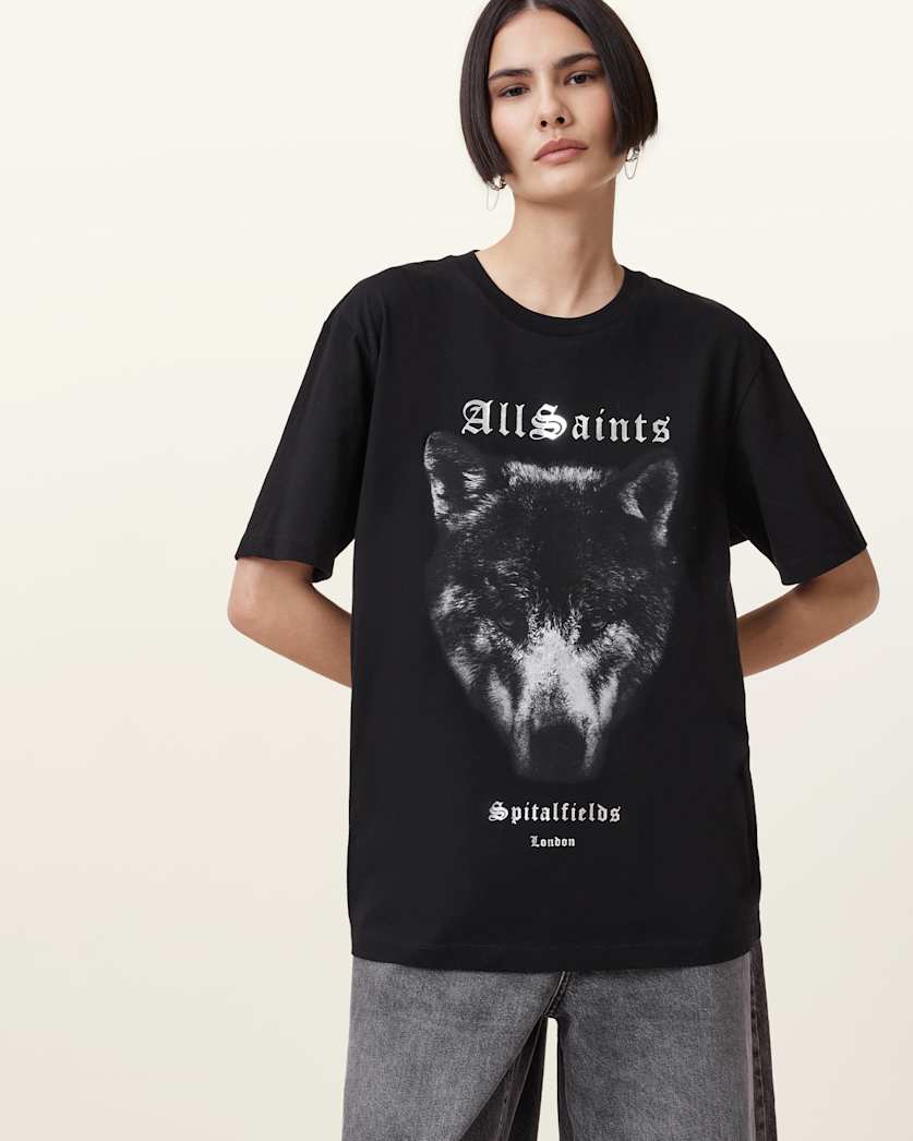 Dawn Wolf Print Relaxed Fit T-Shirt