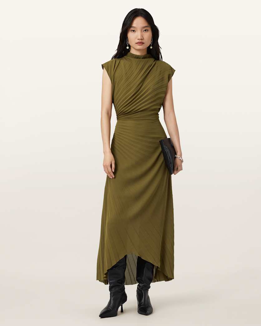 Rayanna Pleated Satin Dress