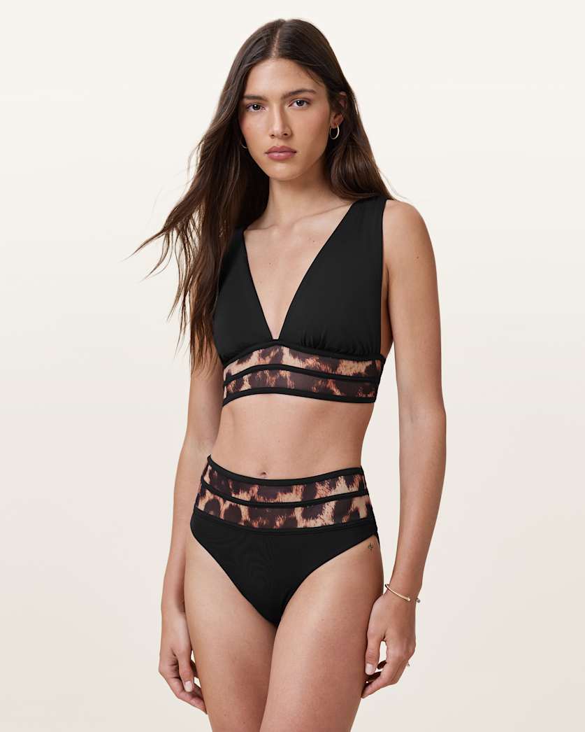 Xalia Mesh Leopard Print Bikini Top
