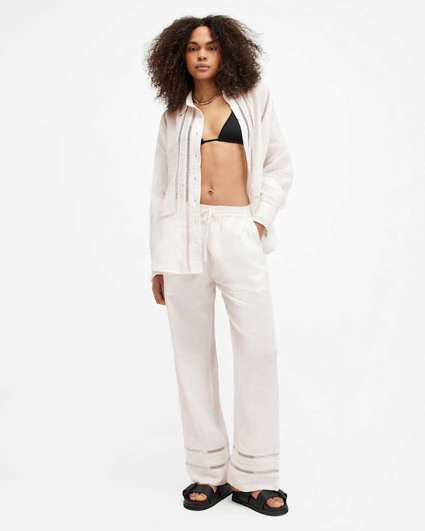 Jade Linen Wide Leg Trousers
