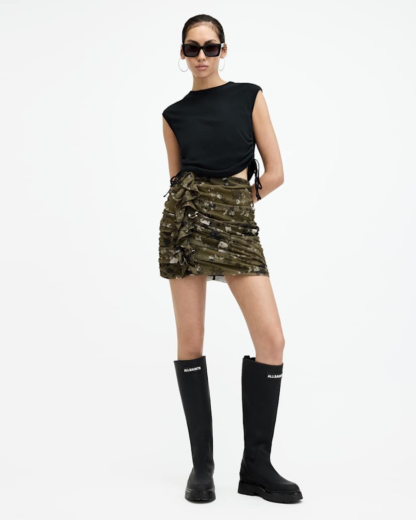 Gloria Mesh Floral Print Kora Mini Skirt