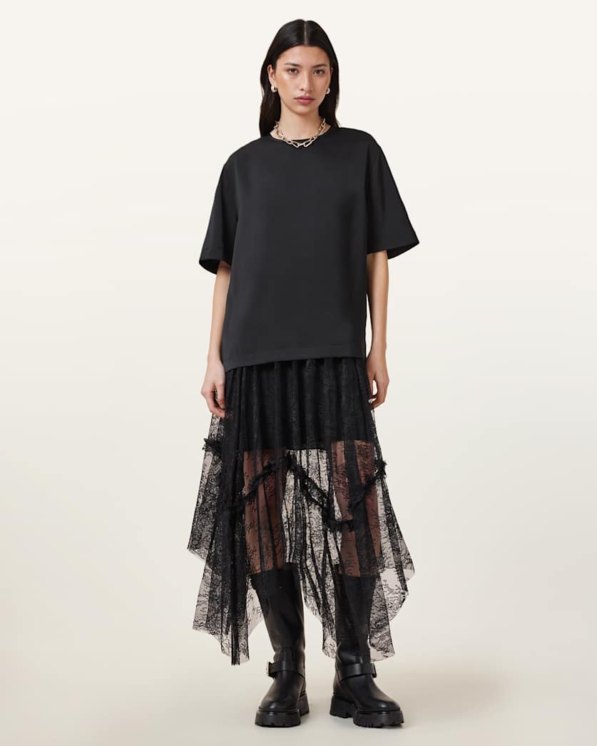 Josie Tiered Lace Midi Skirt