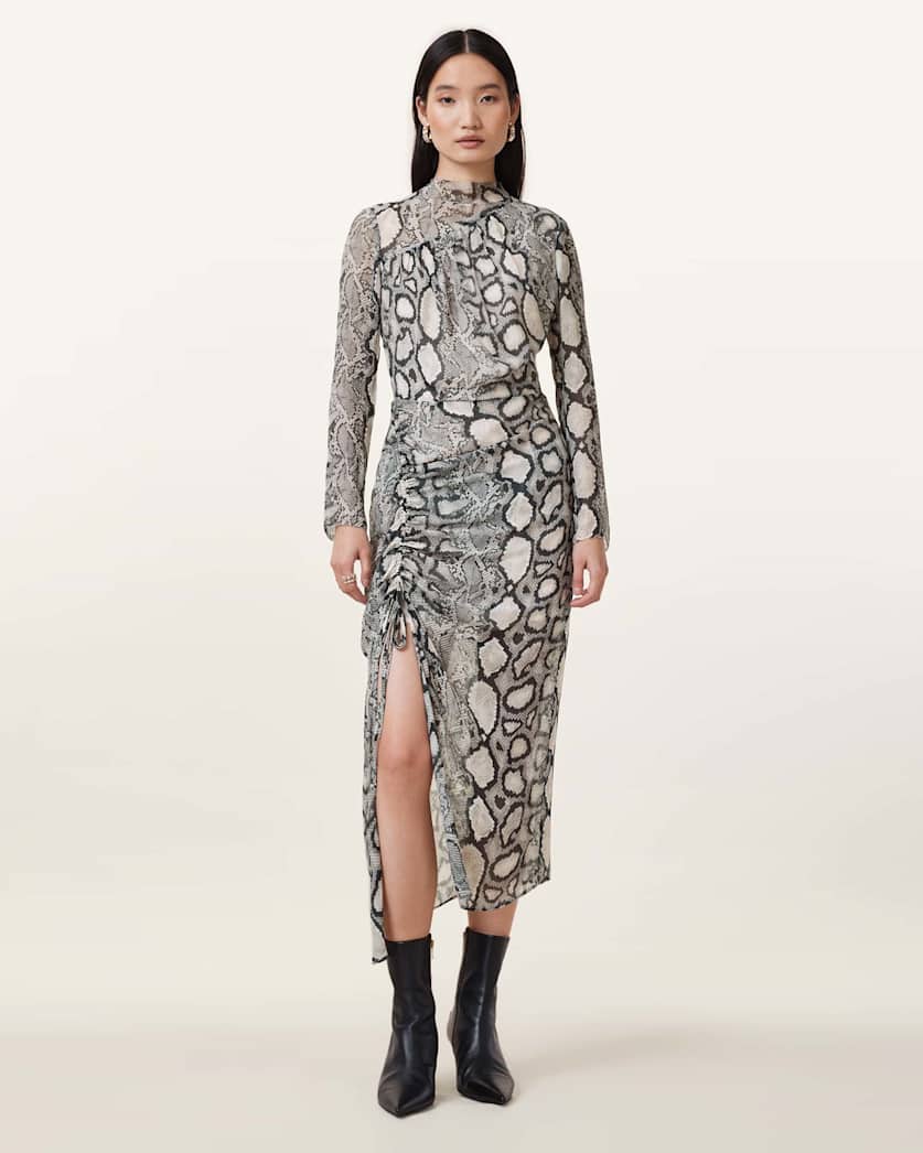 Rizo Snake Print Silk Blend Midi Dress