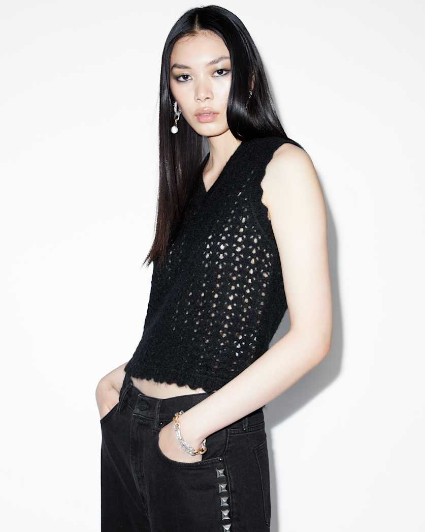 Vivian Open Stitch V-Neck Tank Top