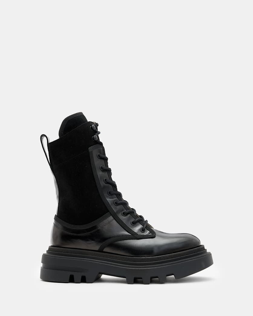 Alexia Lace Up Chunky Leather Boots
