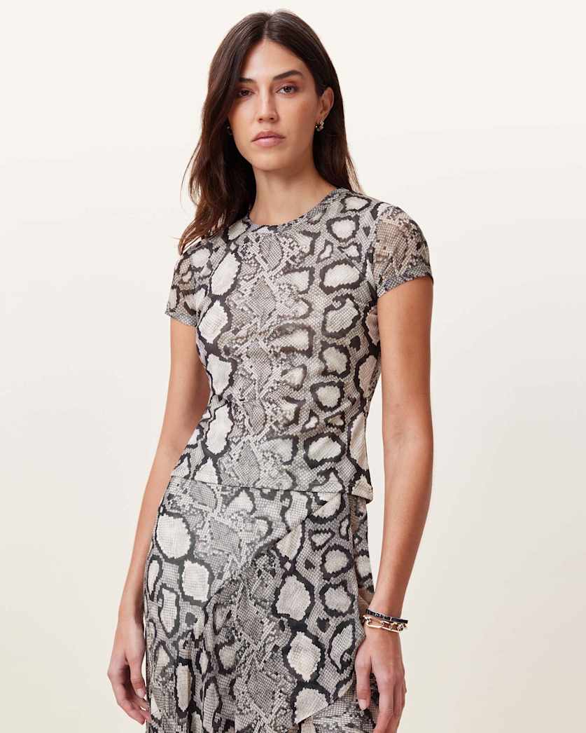 Ellie Mesh Snake Print T-Shirt