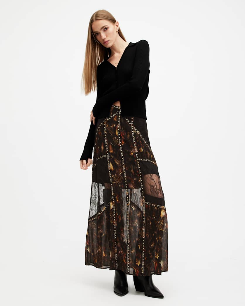 Bryn Embellished Panelled Maxi Skirt