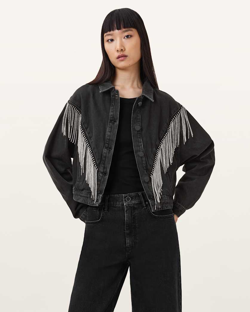 Marlene Embellished Fringe Denim Jacket