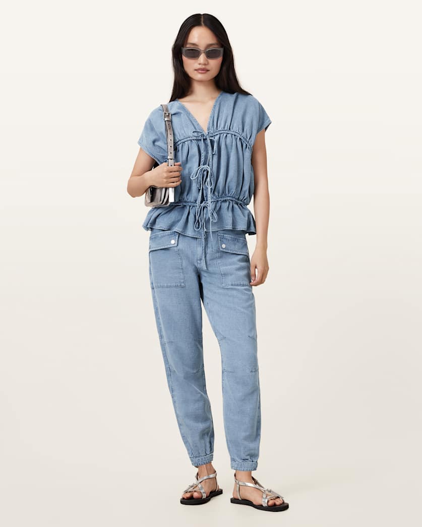 Val High-Rise Cargo Linen Blend Trousers