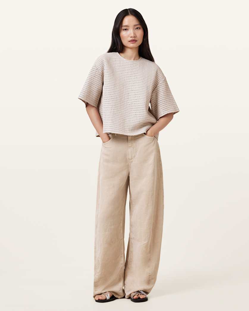 Jett Barrel Leg Linen Blend Trousers