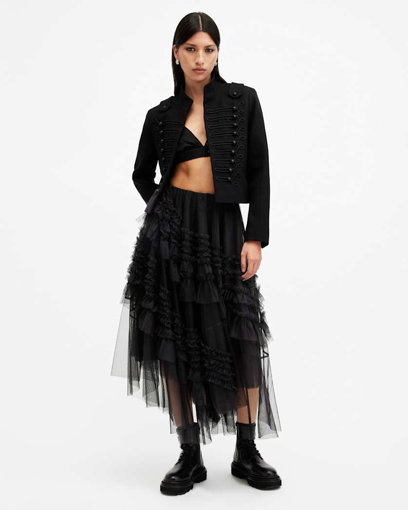 Jen Tulle Asymmetric Maxi Skirt