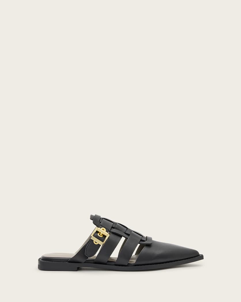 Nala Point-Toe Leather Mules
