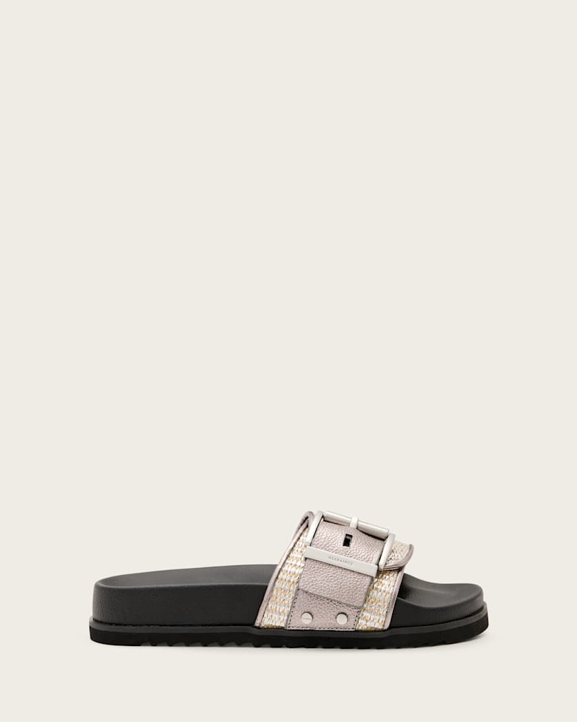 Ellie Studded Buckle Leather Sliders