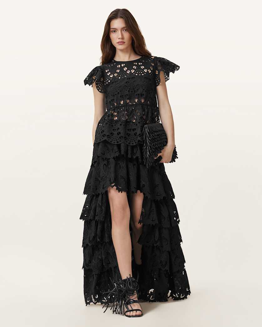 Cavarly Embroidered Maxi Skirt