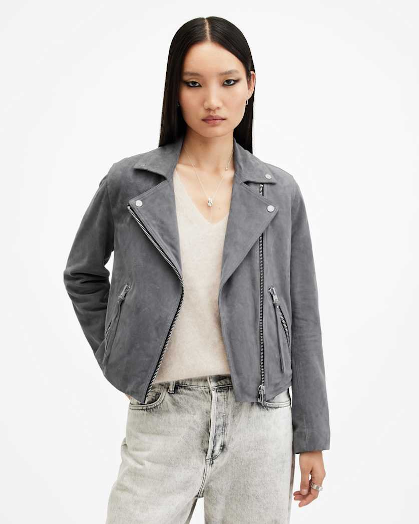 Dalby Slim Fit Suede Biker Jacket