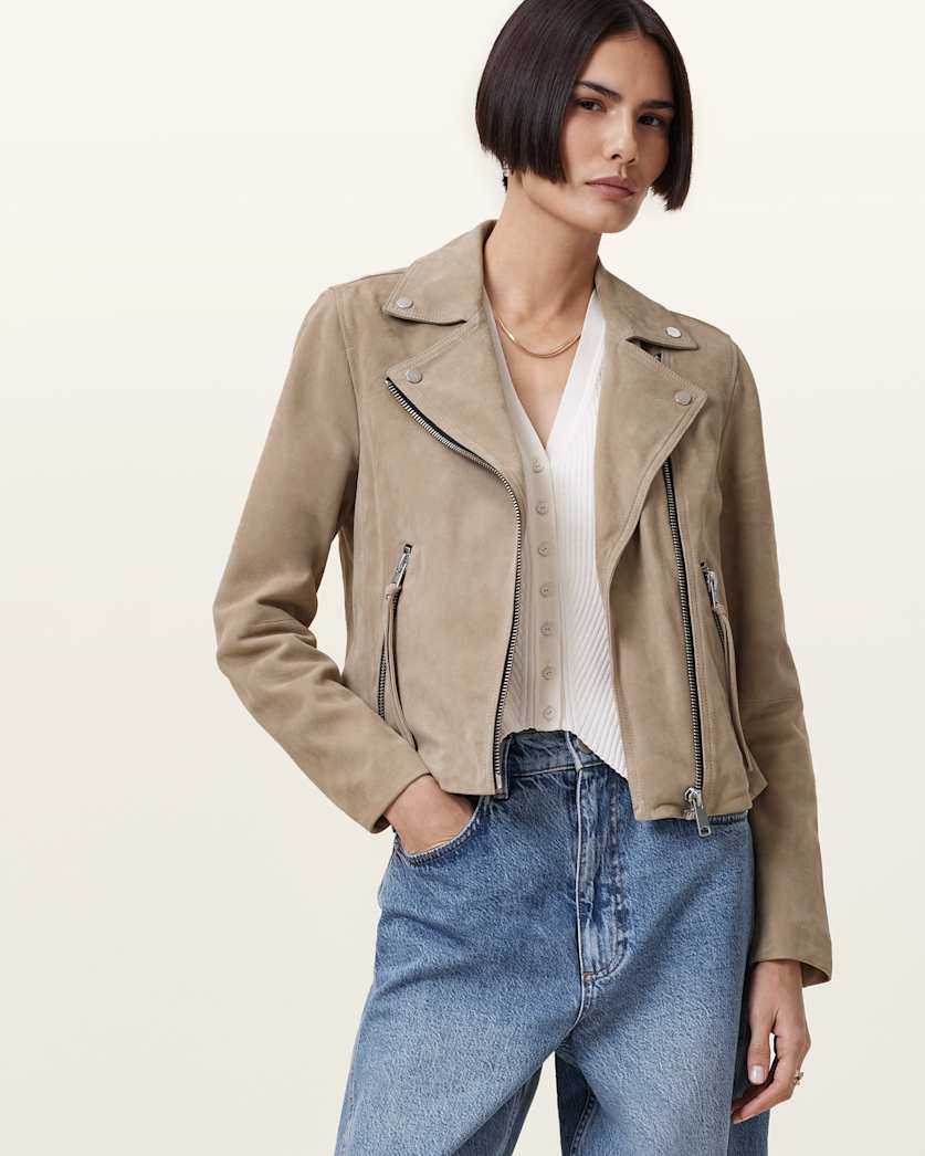 Dalby Slim Fit Suede Biker Jacket