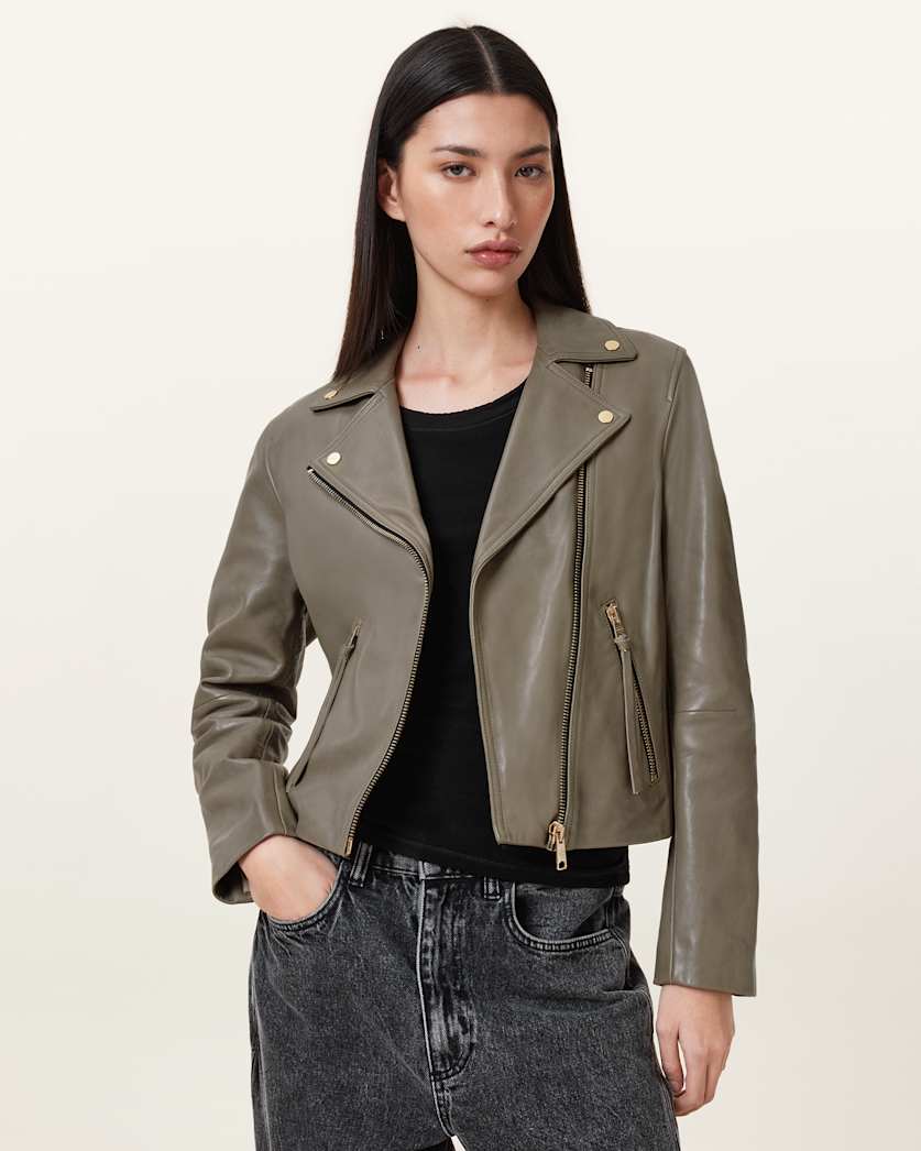 Dalby Slim Fit Leather Biker Jacket