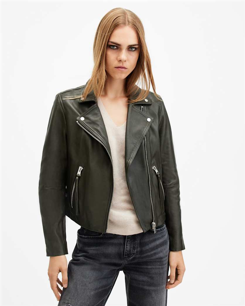 Dalby Slim Fit Leather Biker Jacket